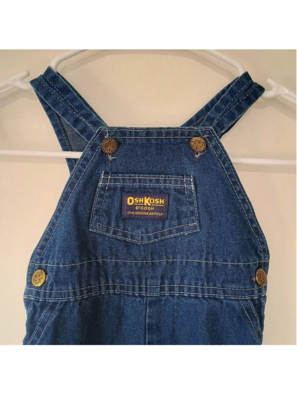 Vintage Oshkosh Blue Jean Denim Footed Bib Overalls Baby 6/9 Mos